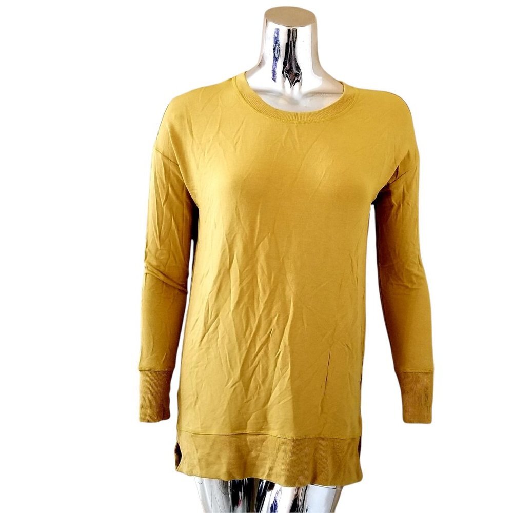 Workshop Tshirt Womens Mustard Oversized Long Sleeve Hi-Low Long Sleeve XS